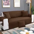 Fabriona Dark Brown Cotton Quilted Sofa Covers / Coat / Runner / Sheet Non-slip With Cushion Covers - 3 Seater. 