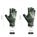 MeterMall 1 Pair Men Outdoor Camouflage Fishing Gloves Professional Sunscreen High Elastic Non-slip Half Finger Gloves. 