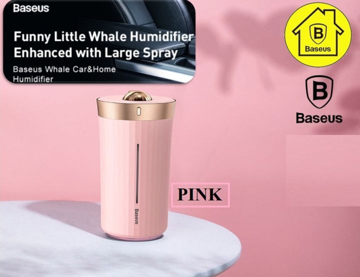 BASEUS 450ML Whale Car Home Office Humidifier Strengthened Moisturizing Effect - PINK