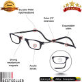 +1.50 Magnetic Reading Glasses with Neck Strap Holder Frame Eye Sight – Black Frame - Near Vision Reading Glasses. 