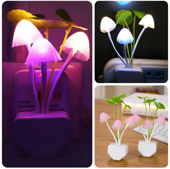 Small Mushroom Led EU Plugin Night Lamp Random Color / night light sensor motion/ Led mushroom night lamp / automatic color changing sensor light