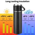 Double-Layer Stainless Steel Vacuum Cup Set,500ml Vacuum Insulated Water Bottle Flask Set with 3 Cups Hot & Cold  Tea, Coffee, Water Bottle Outdoor Travel. 