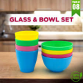 Pack of 8 Imported High-Quality Unbreakable Bowls and Glass - 4 Imported Blows and Glass - Imported Plastic - Stylish And Durable Plastic Bowls and Glass Set. 