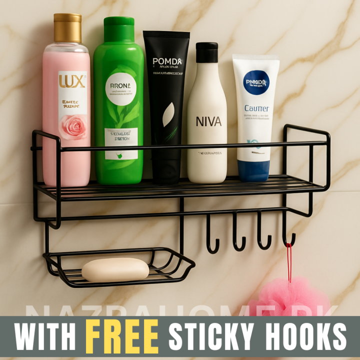 Bathroom%20Storage%20Shelf%20With%20hooks%20and%20Soap%20Dish%20Easy%20Mount%20Shower%20Shampoo%20Rack%20Holder%20washroom%20Basket%20No%20Drilling,%20Design%20for%20Bathroom%20Bedroom%20Living%20Room%20and%20Kitchen%20Organizer%20shelf%20-%20Image%202