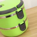 Stainless Steel Thermal Lunch Box 2 Layers Food Storage Container Portable Bento Box (Green). 
