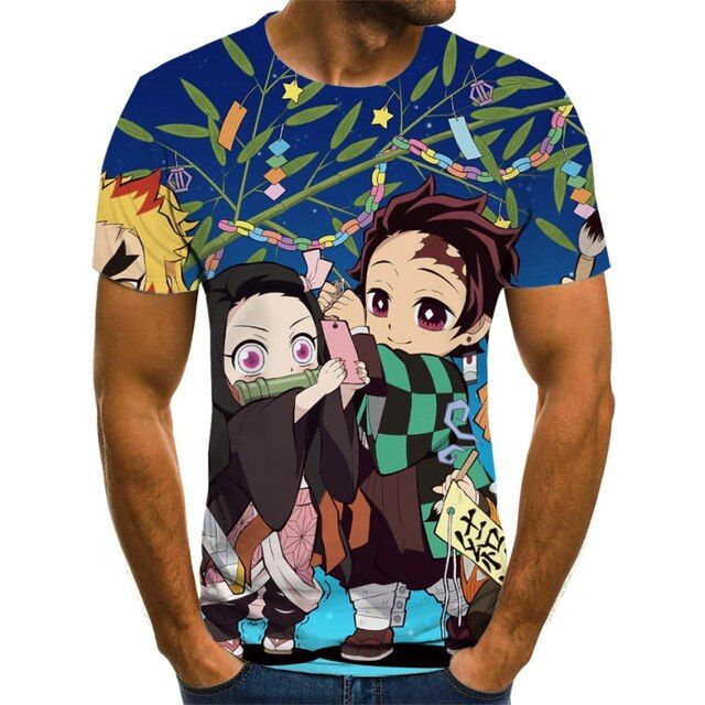 Kimetsu No Yaiba Anime شرٹ For Men Manga Demon Slayer T-Shirts Camisetas Hombre Ropa Clothing Camisa Masculina Verano Roupas