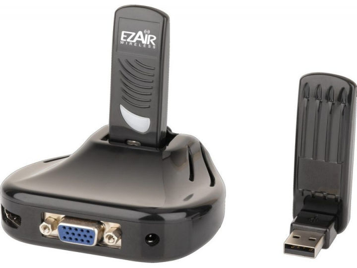 EZAir Wireless, EZVIEW wireless PC to TVprojector HDTV 720P- video, stereo audio, HDMI, VGA, 3.5mm audio, up to 30 ft ORIGINAL UK ZONE STOCK