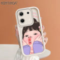 Hontinga for Infinix Note 30 4G 5G Back Cover Cute Girl Pattern Ladder Soft Camera Protection Rubber Phone Case. 