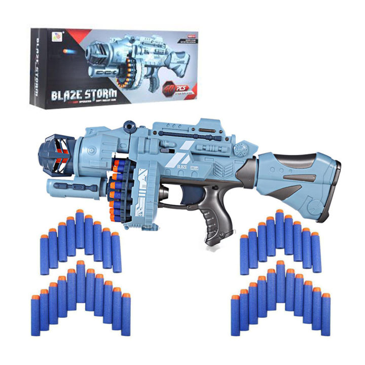 Blaze Storm - Monster Machine Nerf Shooter with 20 Rounds Soft Rubber head Darts Magazine - Battery Operated