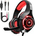 Beexcellent GM-1 Gaming Headset for PS4 PS5 Xbox One Switch PC with Noise Canceling Mic, Deep Bass Stereo Sound (Black Red). 