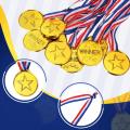 100 Pieces Kids Plastic Winner Medals Gold Winner Award Medals for Olympic Style,Party Decorations and Awards. 