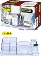 K-960 Crystal Glass Acrylic_Transparent Executive Style Deluxe Stationery Holder, Pen Stand, Desk Organizer Paper Slip Holder Visiting ID cardholder with 1 inch crystal tape dispense. 