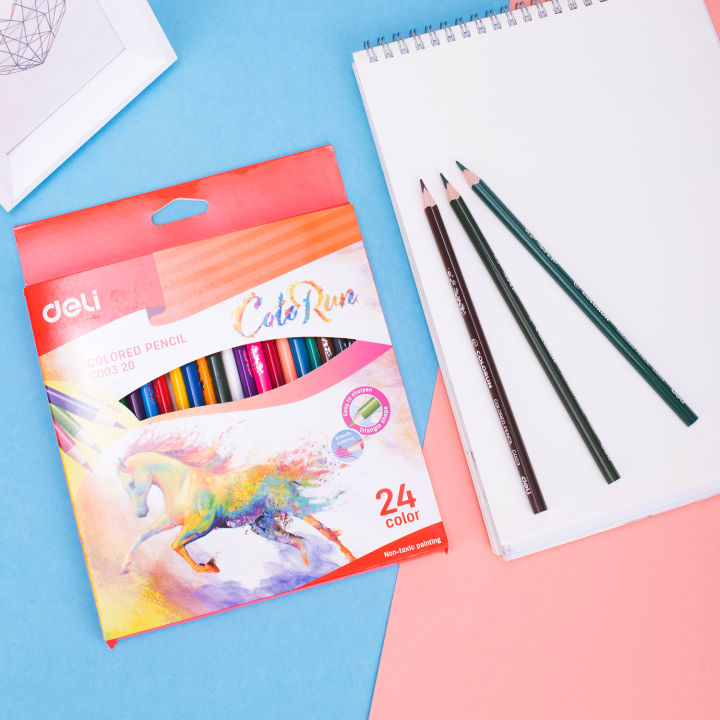 Deli 12/18/24/36 Colors Pencils Professional Chinese Style Oil Color Pencil For Drawing Student Art Supplies Children's Painting Fleursbiy