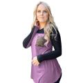 Women  Casual Long Sleeve Patchwork Color Block Sequins O Neck Tops Blouse CC184. 