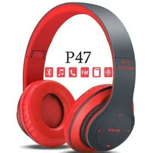 Wireless Headphones, P47 Bluetooth Foldable Headset with Microphone Support FM Radio TF for PC TV Smart Phones & Tablets Etc