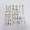 Nail Art Stickers LZ Internet celebrity big bow pendant real gold color-retaining copper inlaid zirconia nail jewelry flower love zircon nail sticker. 