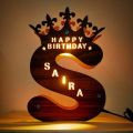 Happy Birthday Name Initial Letter With Full Name Inside LED Frame Gift. 