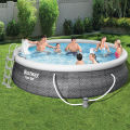 15 Ft Bestway Inflatable Fast Set Swimming Pool With Filter For Kids & Family Inflatable Solid Sidewall Large Swimming Pool With Vinyl Deep 42 Inch Depth Water Splash Fun Party Game Indoor & Outdoor Picnic With Family Fast, Easy & Simple 57372. 