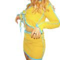 Women's Pleated Half-Dress, High-Waist Skirt Suit, Casual Party Girl Short Lace-up Cropped Top. 