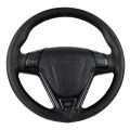 Universal leather car steering wheel cover snake skin pattern cowhide steering-wheel wrap braid with needle and thread(AK31Beige). 