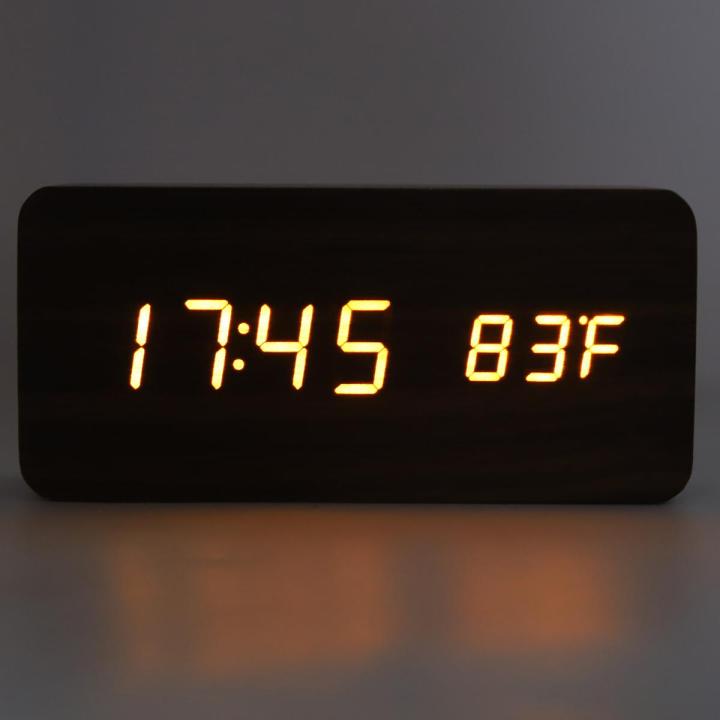 Electronic Alarm Clock, LED Wood Digital Clock Widescreen for Office