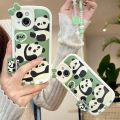 Sroof Case For 11 12 13 14 15 Pro Max Fun and cute green little panda cartoon bow Shockproof Silicone Soft Phone Case Back Cover. 