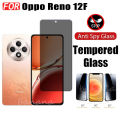 Reno 12F Anti-Spy Tempered Glass for OPPO Reno 12 F Reno 11F Privacy Screen Protector 3 in 1 Carbon Fiber Film and Camera Protector. 