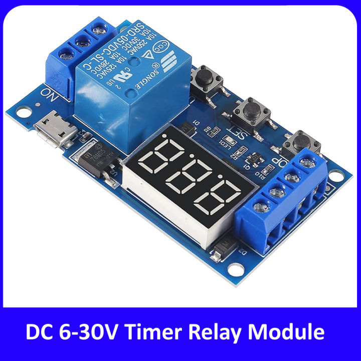 DC 6V-30V Timer Relay Module | Digital Delay Switch | LED Display | Adjustable Timing Control | Micro USB Power | Smart Automation