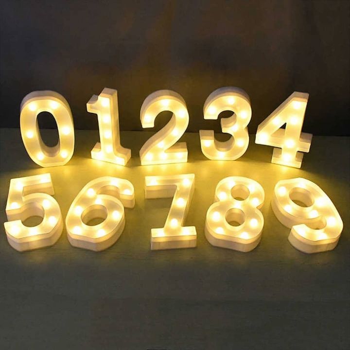 LED Digits/Numbers Battery Operated All Led Digits 0 TO 9  AA (Normal) 2 Cells Used. Light Up Marquee for Night Lights Wedding Birthday Party For Room and Decoration Using Without Electricity