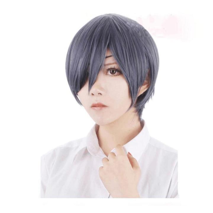 New Anime Black Resistant Synthetic Gray Short Wig Butler Kuroshitsuji Ciel Phantomhive Cosplay Wig