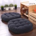 2Pcs Velvet Tufted  Velvet Floor Cushion I Filled Ball Fiber Round Floor Cushion Dark Grey. 