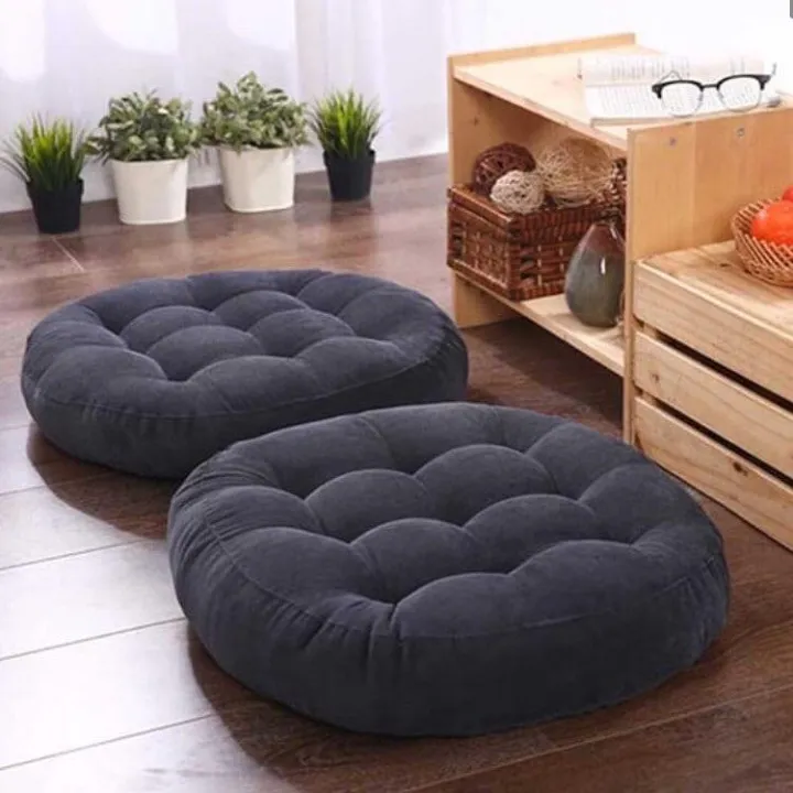 2Pcs%20Velvet%20Tufted%20%20Velvet%20Floor%20Cushion%20I%20Filled%20Ball%20Fiber%20Round%20Floor%20Cushion%20Dark%20Grey%20-%20Image%204