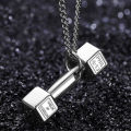 Gym Dumbbell Pendant Necklace Sports Barbell Pendant Fashion Chain Necklace Layor. 