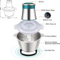 2L Electric Food Processor - Home Kitchen Meat Grinder & Food Mill Blender with 4 Sharp Blades, Fast & Slow 2-Speed Stainless Steel Table Mincer Chopper Shredder Machine, For Meat, Fruit, Onion, Peanut, Ginger, Chili, Nuts, Vegetable. 