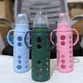 Rio glass baby feeder 240ml/8oz with silicon cover & regular small teat imported (1pc). 
