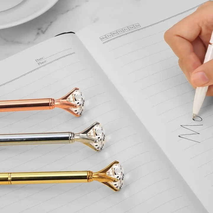 3%20Pcs%20Rose%20Gold%20Pen%20With%20Big%20Diamond/Crystal%20,Metal%20Ballpoint%20Pen,Rose%20Gold%20/Silver%20Office%20Supplies,Black%20Ink%20(3pcs)%20-%20Image%207
