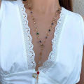 Fashion Colorful Imitation Crystal Long Y-shaped Necklace Metal Collarbone Chain Holiday Party Body Jewelry XIEGONG. 