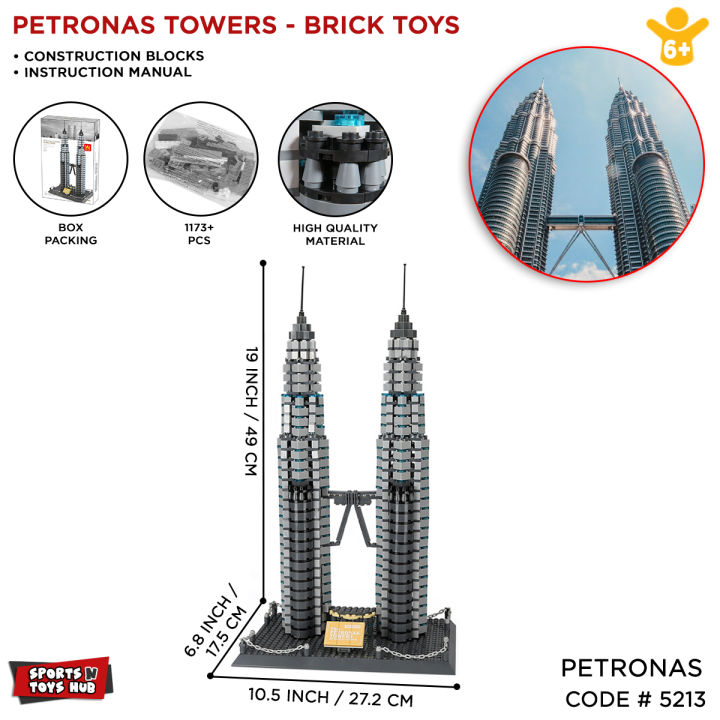 Petronas Twin Towers Construction Building Blocks For Boys & Girls Wange 5213 Architecture Bricks Creative Superstructure Gift Toys Set Kuala Lumpur Malaysia Tower Model Toy For Kids And Children