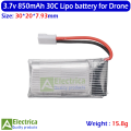 3.7V 420mAh, 650mAh, 800mAh, 850mAh Drone Battery – High-Performance LiPo Rechargeable Battery for RC Drones, Quadcopters & DIY Projects by Electrica. 
