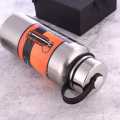 800 ml Stainless Steel Outdoor Water Bottle with Leather Case Portable Outdoor Travel Insulated Water Bottle. 