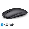 Wireless Mouse Slim Rechargeable Silent Bluetooth-compatible Mouse Two Mode Computer Mice (BT 5.1 + 2.4G) for Laptop Desktop. 