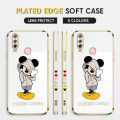 (Free Lanyard) Luxury 6D Plating Case for Vivo Y17 Phone Cases Cartoon Cool Mouse Side Print Soft Silicone Square Back Cover. 