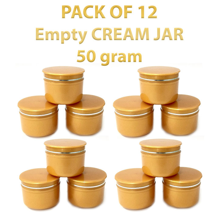12 Empty Cosmetic Containers Cream Pot Jar Refillable Plastic 50 gram