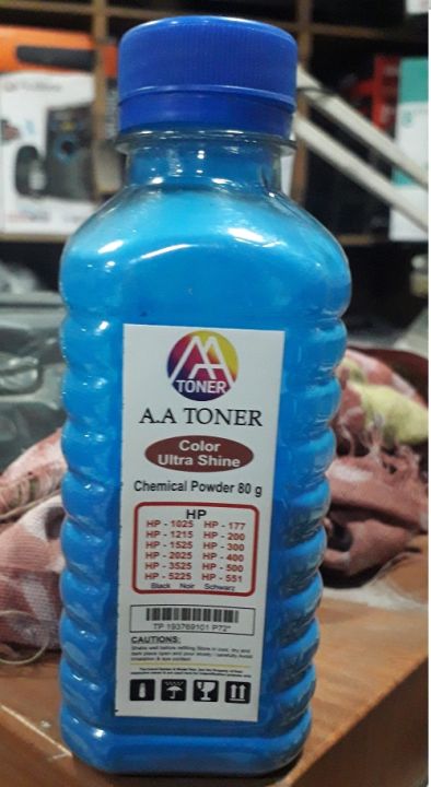 Bottle HP Cyan (Blue) color Imaging Plus Printing Made Easy - HP color Model Laser Toner Refill Powder Ink - Refill Your color Printer Toner - 80gm - Cyan (Blue)
