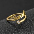 Custom Birthstone Name Rings for Women Stainless Steel Adjustable Zircon Personlized Ring Jewelry Unique Birthday Gifts. 