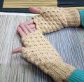 Woolen Gloves for girls/women Half finger Mittens Crochet/Needle Knitted. 