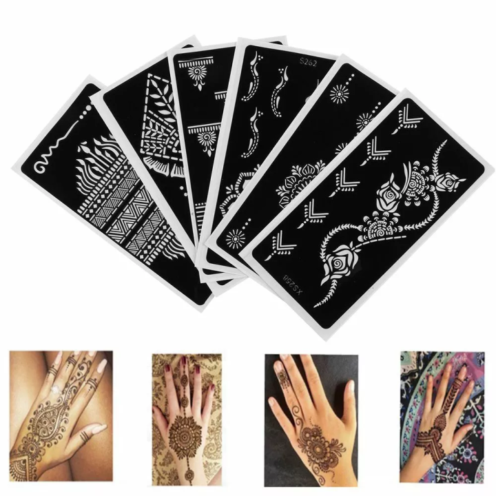 20 Random Arabic Bridal Mehndi Design Hands Henna Mehandi Stencils Stickers