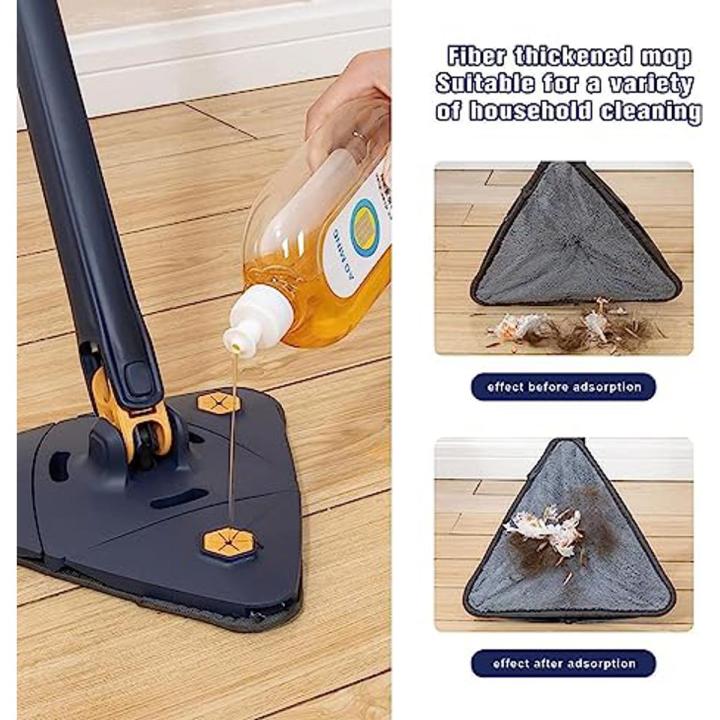 360° Rotatable Adjustable Triangle Multifunctional Cleaning Mop Triangle Mop with Stainless Steel Long Handle Push-Pull Squeezing Cleaning Mop Dry & Wet Mop for Floor Windows Ceiling.