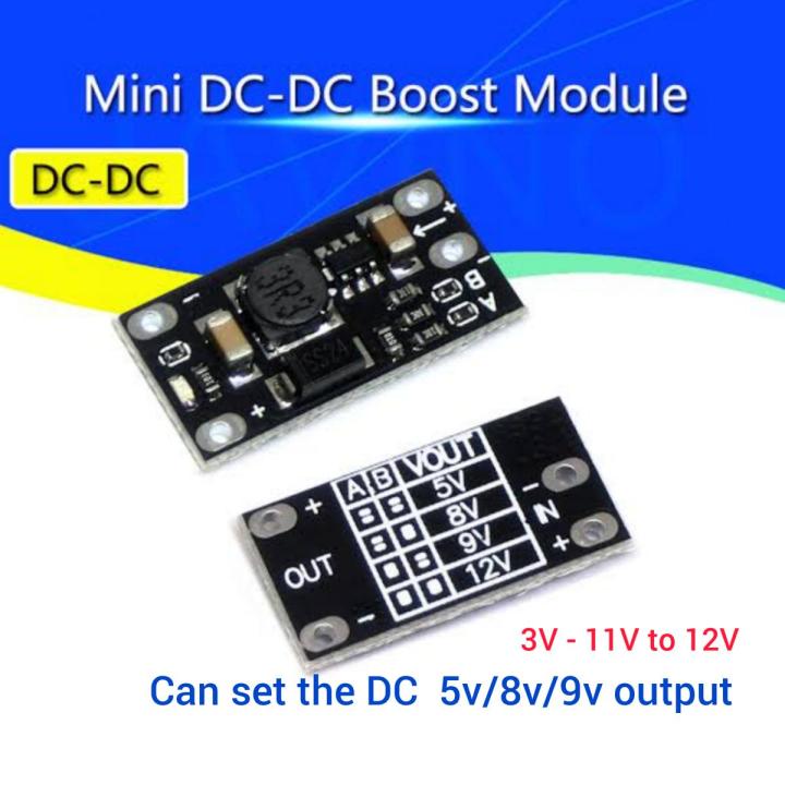 Mini DC-DC Boost Step Up Converter 3V 3.2V 3.3V 3.7V 5V 9V to 12V Voltage Regulator P C B Board Module can set 5V/ 8V/ 9V output