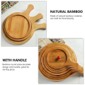 Relaxsit Bamboo Pizza Tray Round Bamboo Wood Pizza Serving Board Peel Cutting Tray Plate with hand bar in multiple size options round with additional handle length. 